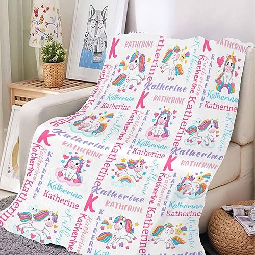 Miniatura 133 de Artsadd Personalized Baby Blanket for Girls Boys, Custom Baby Blankets with Name Customized Throw Blanket for Kids Newborn Baby Shower Birthday Gifts
