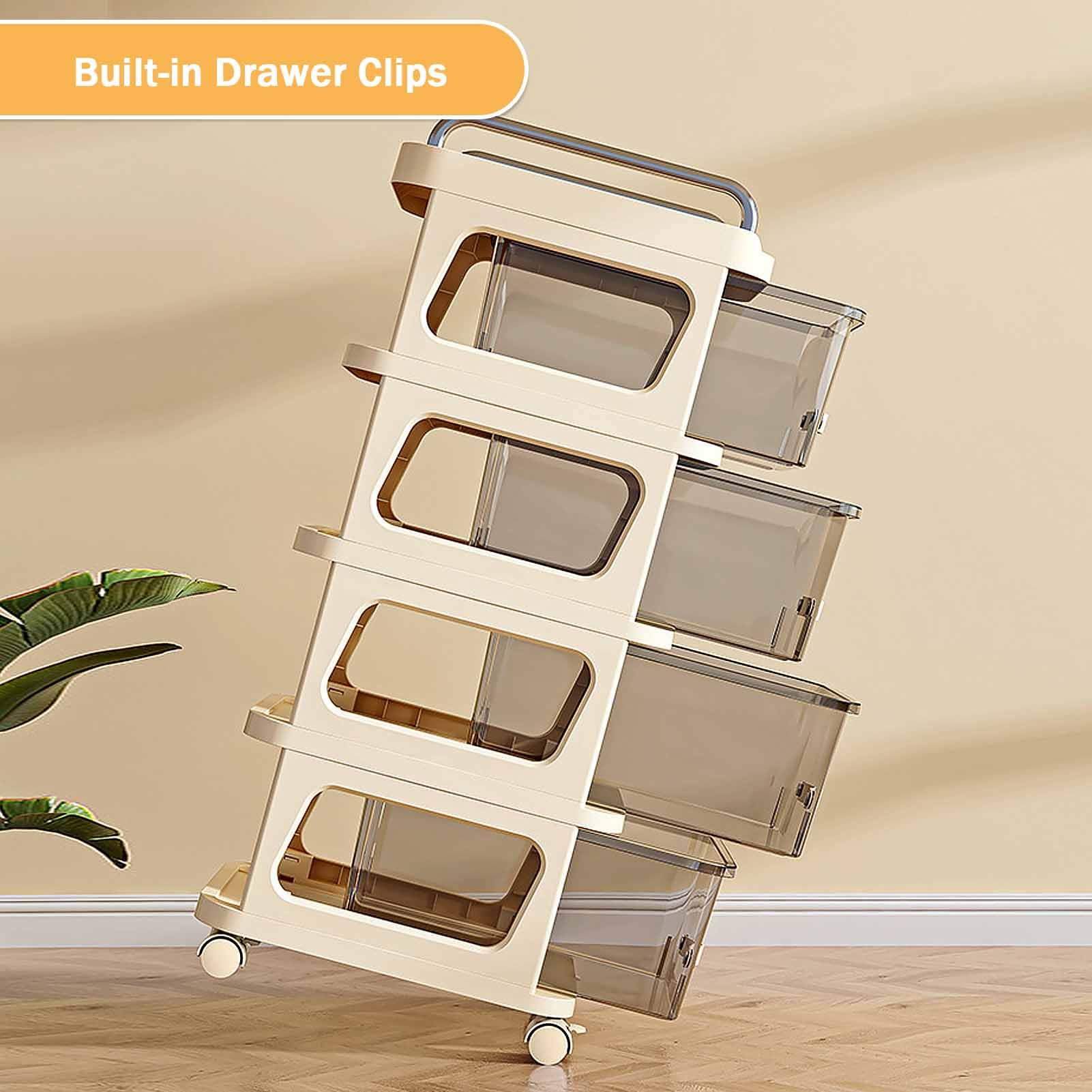 Armadietto di stoccaggio a 3 cassetti con ruote per bagno, camera da letto, ufficio, cassettiera in plastica con ruote, carrello portaoggetti per cucina, soggiorno
