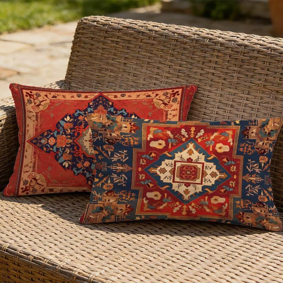 Coussin de jardin 40x80 bohème rouge pour canapé de patio chic