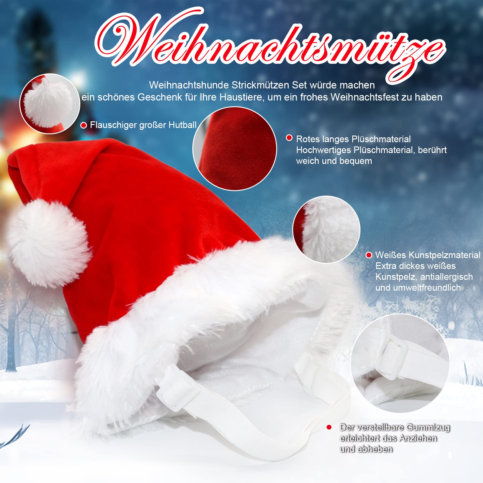 RANYPET Dog Santa Hat and Scarf, Christmas Dog Costumes Pet Santa hat Christmas Dog Scarf for Small Medium and Large Dogs L - Image 3