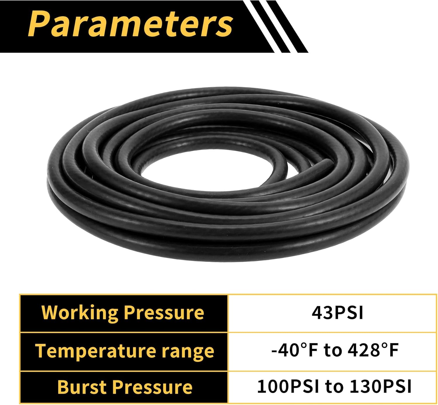 Silicone Vacuum Tubing Hose for Air and Water 22.97ft 5/16" 8mm ID 3mm Thickness High Temperature Black 1 Pc