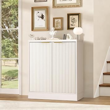 28" Fluted Buffet Sideboard Cabinet, Modern Accent Credenza Console Table