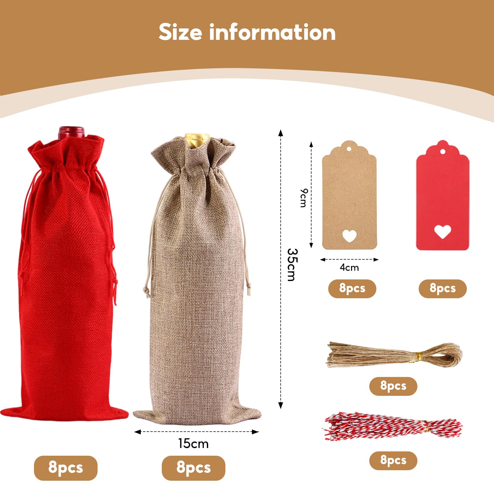 Bulk Burlap Wine Bottle Gift Bags With Drawstring Jute Wine - View #3