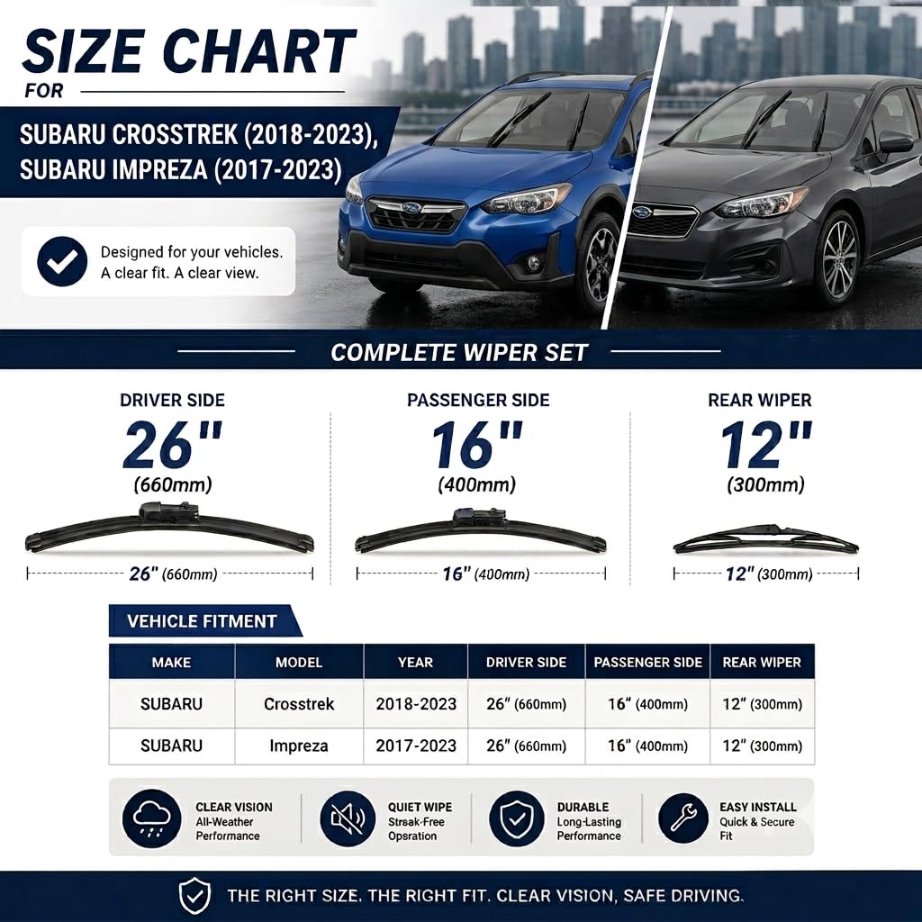 Amazon.com: AERO Wipers Replacement for Subaru Crosstrek 2018-2023