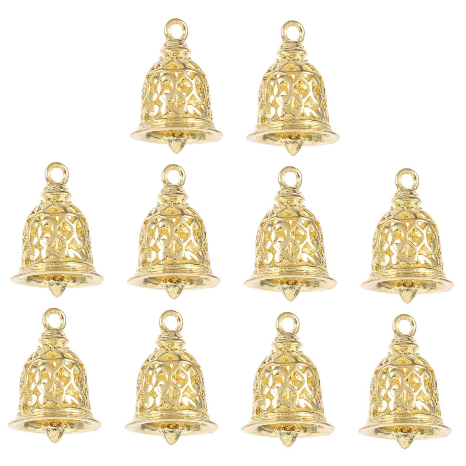 Lurrose 4 Set di Campanelli Artigianali in Ottone Campanelli per Decorazioni Eleganti Campanelli Dorati Cavi per Gioielli Ciondoli Decorazioni Natalizie 10 Pezzi*4