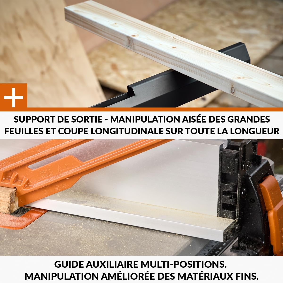 Evolution Power Tools R255TBL+ Scie De Table Rage 5-S Lame Multi-Matériaux 1800W Coupe Bois Métal Plastique Chanfrein 45° Onglet +/-60°