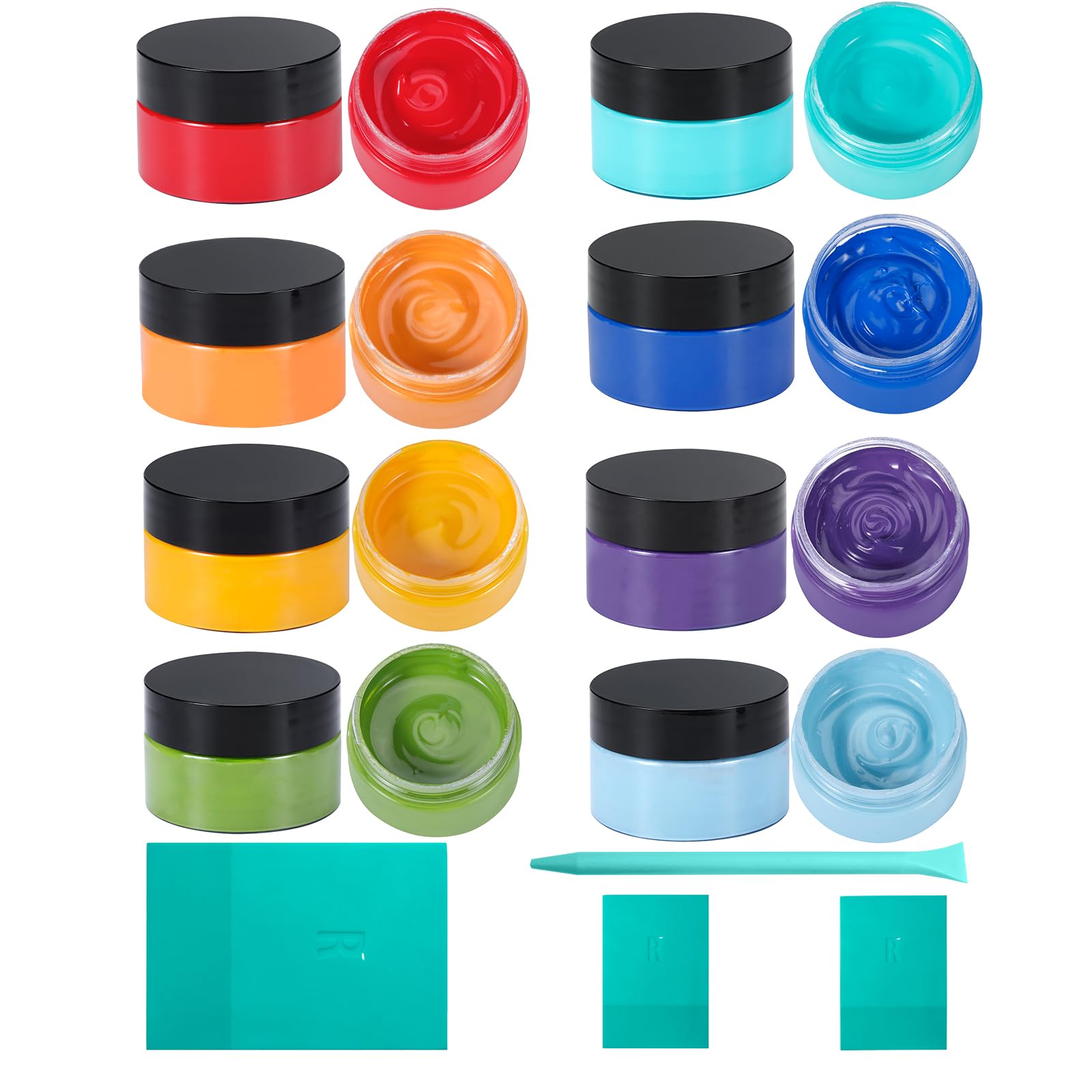 8 Colors Screen Printing Chalk Paste Kit with 4 Squeegees, 50g/Jar Reusable Self-Adhesive Stencil Paint for Wood, Glass, Canvas, Chalkboard, DIY Home Decor Crafts &amp; Art Supplies