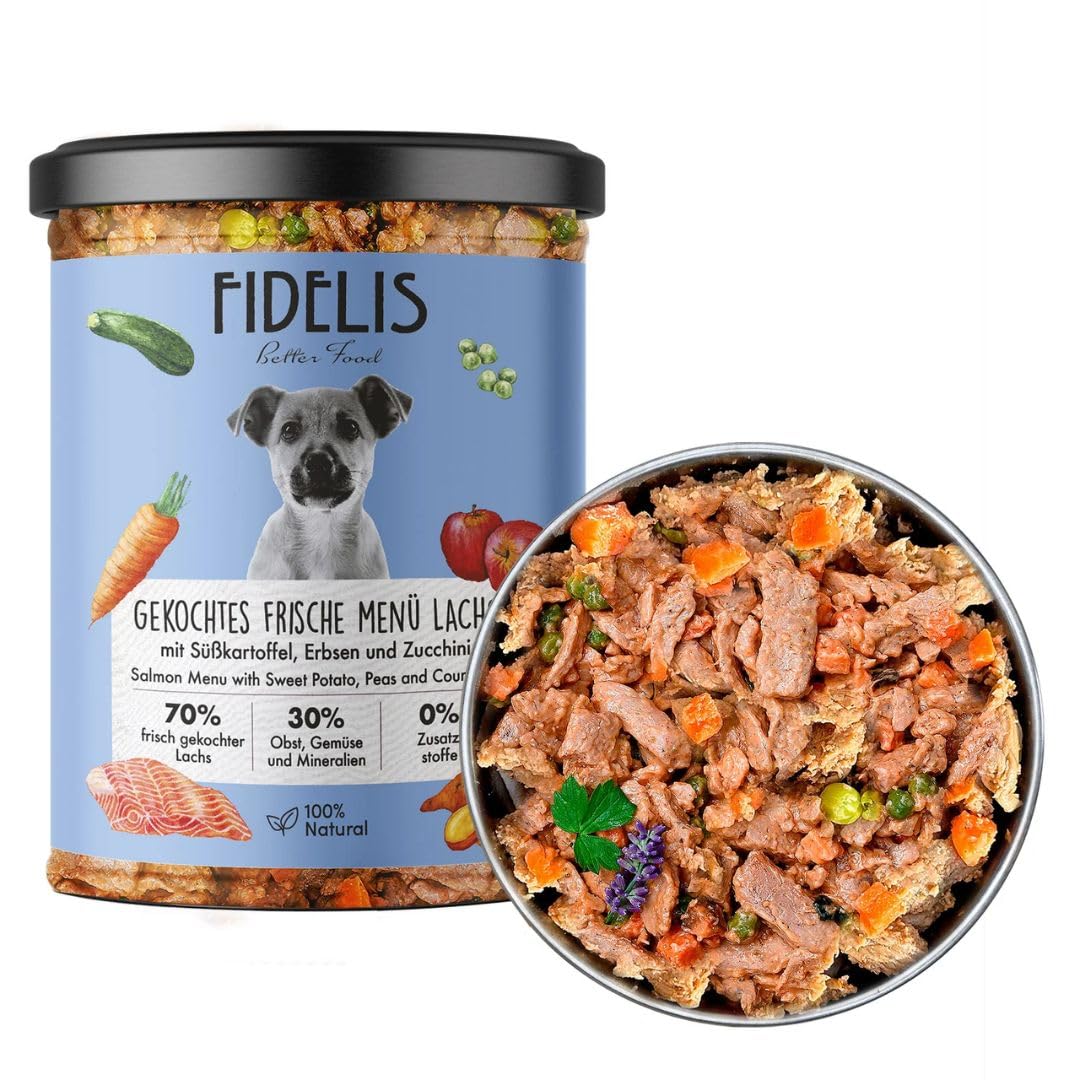 ANIMALUJOS Mix Comida Cocinada Casera para Perros y Cachorros, Sabores Salmón, Pavo, Pollo, Ternera, Caballo y Pato, 6 Unidades x 400g - 100% Natural y Sin Aditivos - Fidelis