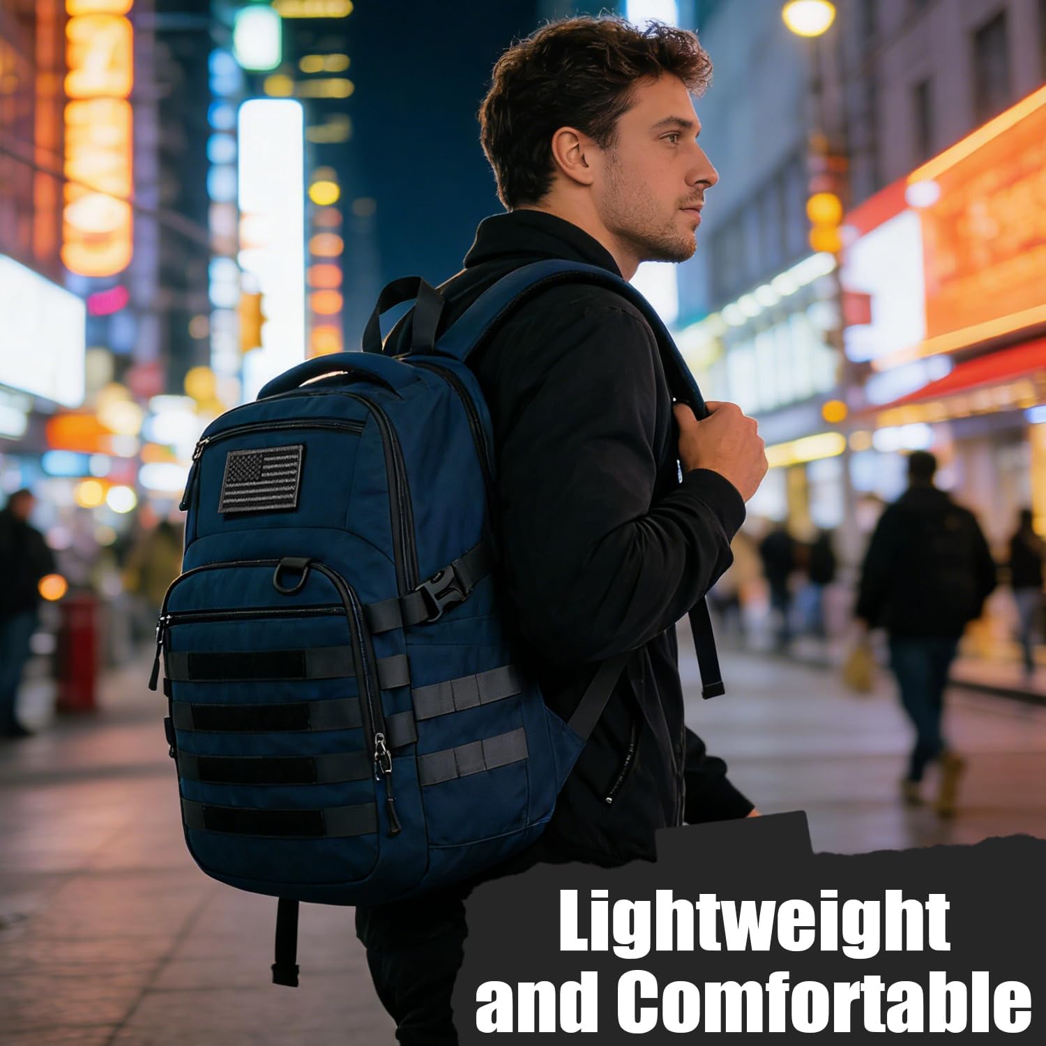 25L Military Tactical Backpack for Men - Molle Army 3 Days Assault Pack Out Bag Hiking Rucksack (Blue, 25L)