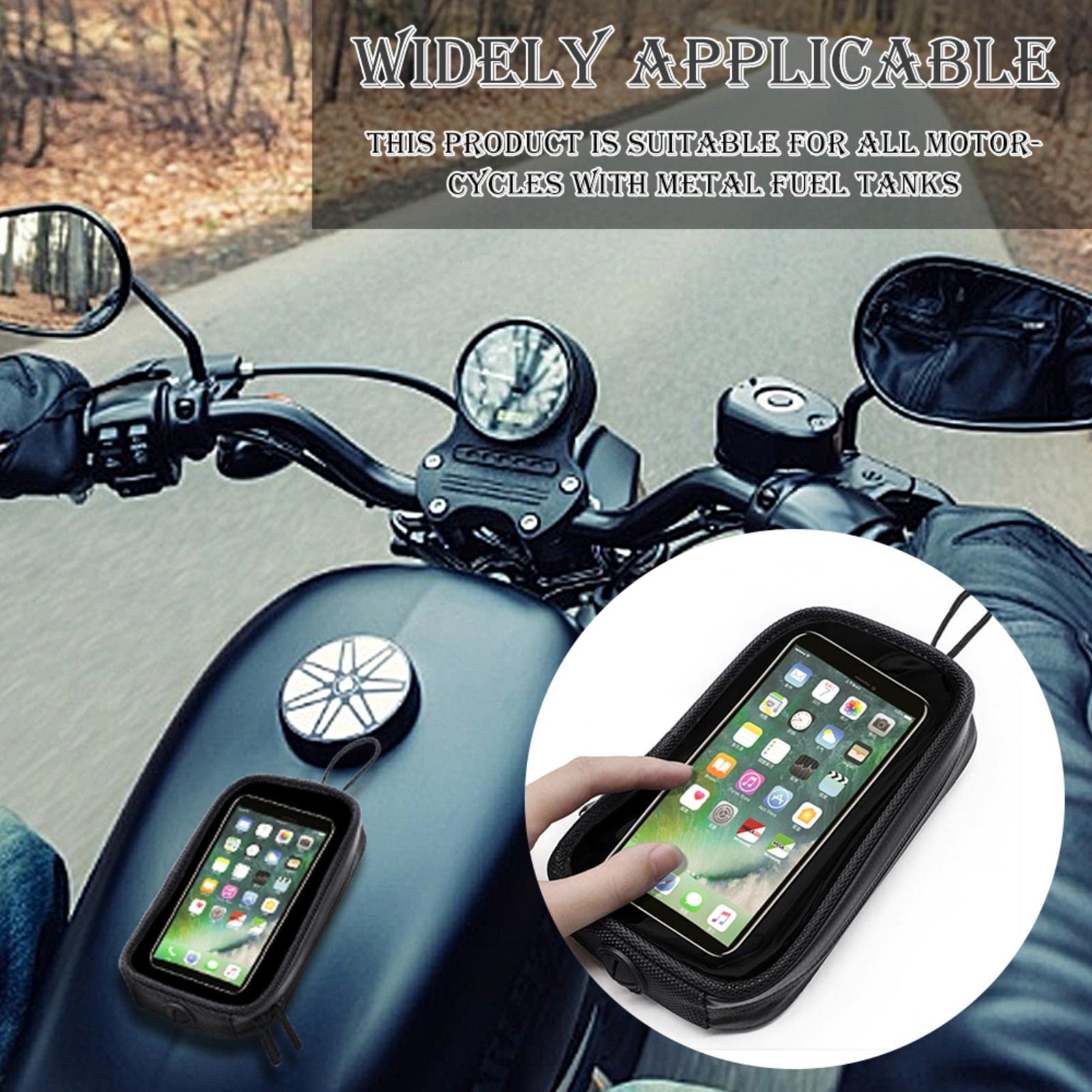 Borsa Da Serbatoio Magnetica Universale Per Moto – Impermeabile Con Finestra Touchscreen, 7 Magneti, Nera