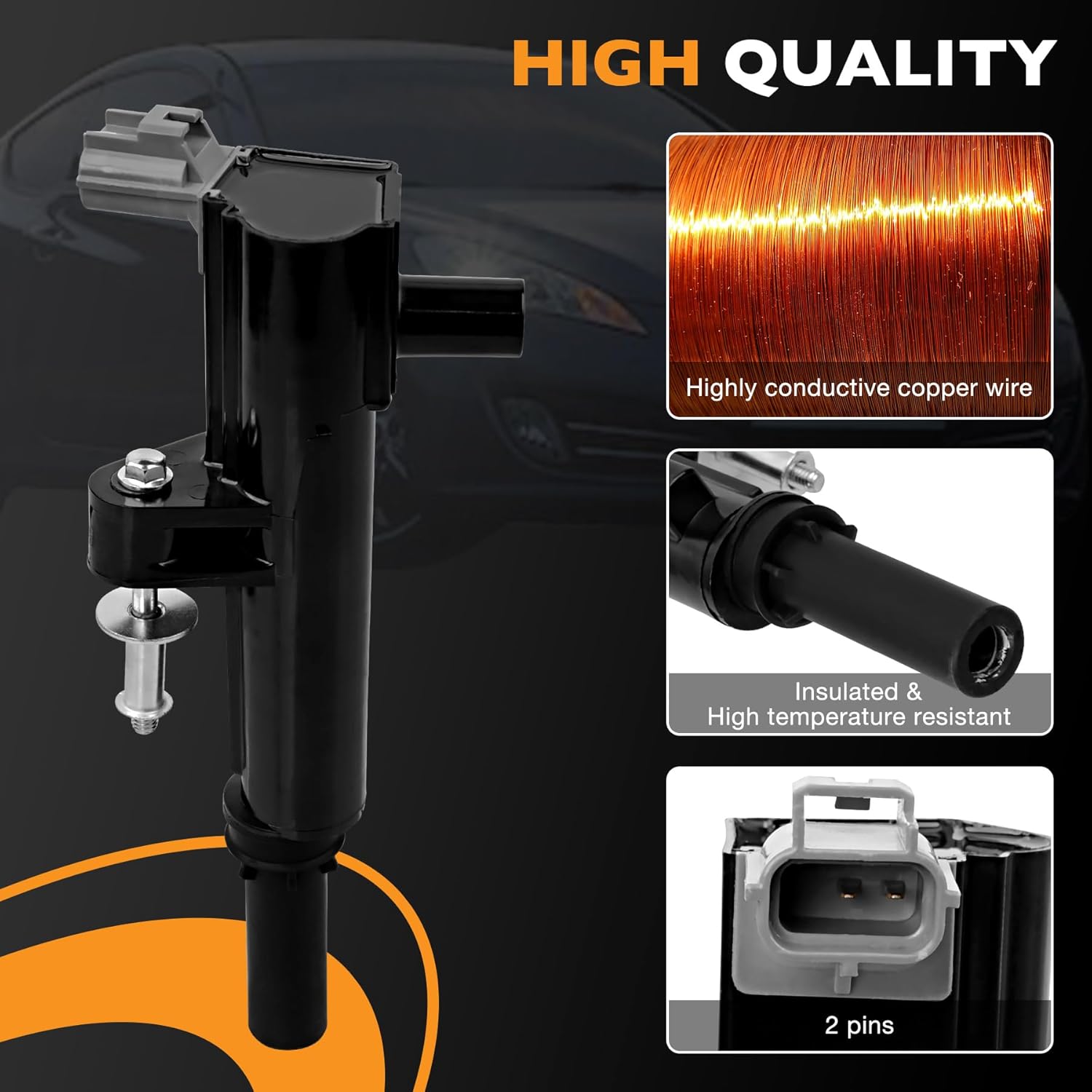 UF640 Ignition Coils Pack & Iridium Spark Plugs & Wire Compatible with Dodge Dakota Durango Nitro, Jeep Commander Grand Cherokee Liberty, Mitsubishi Raider 3.7L V6 Repalce# GN10457 5C1709