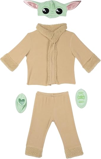 Star Wars Grogu Official Infant Deluxe Costume - Premium Quality Minky Fabric and Non-Slip Grip Booties