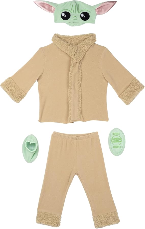 Star Wars Grogu Official Infant Deluxe Costume - Premium Quality Minky Fabric and Non-Slip Grip Booties