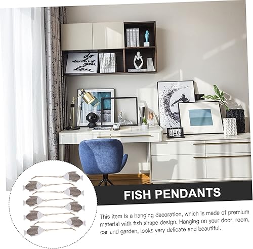 Miniatura 2 de Amosfun 8 adornos de madera de peces para decoración del océano, decoración para el hogar, Hawai, ornamento para manualidades, decoración de peces