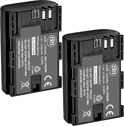 BM Premium Paquete de 2 baterías LP-E6NH de alta capacidad para cámaras Canon EOS R, EOS R5, EOS R6, EOS R6 II, EOS R7, EOS 90D, EOS 60D, EOS 70D,