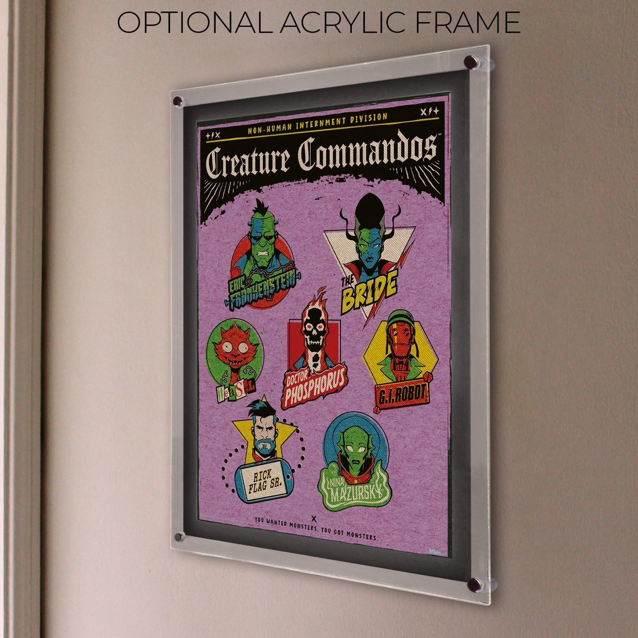 MIGHTYPRINT Trend Setters – DC Comics – Creature Commandos – Headshots – Durable 17” x 24 Wall Art – NOT Made of Paper – Officially Licensed Collectible MP17241030