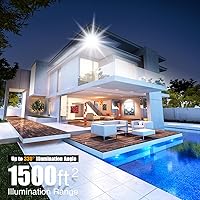 Vista 2 de STASUN Luz de inundación LED para exteriores, 150W 13500lm Iluminación exterior con ángulo de iluminación de 330°, 5000K, 3 cabezales ajustables