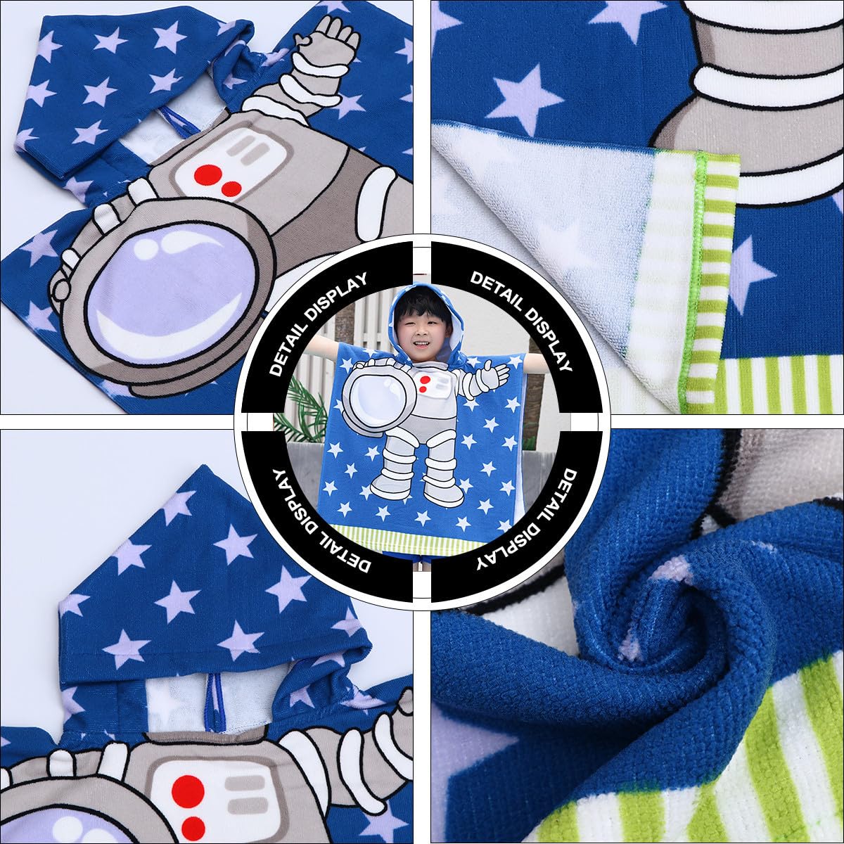 PRETYZOOM 3 Pièces Cape pour Enfants Serviettes pour Bébé Fille Serviette Poncho pour Enfants Serviettes De Bain pour Tout-Petits Peignoir Bébé Manteau à Capuche Polyester (Polyester) Blue