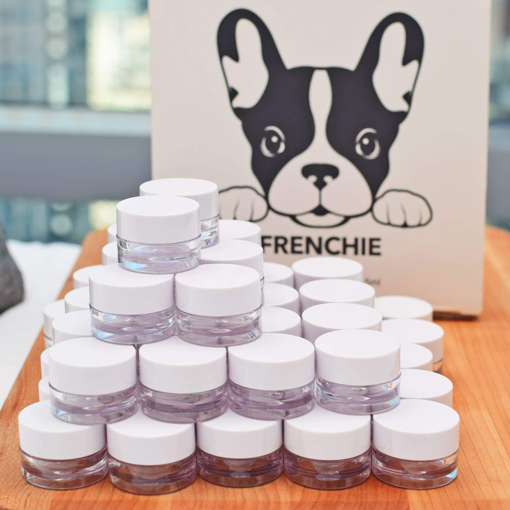 FRENCHIE JARS 50 Stück Kosmetikbehälter 5 Ml – Mit Deckel & Dichtung – Transparent, Für Cremes & Lippenbalsam