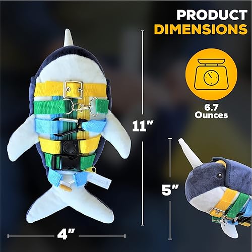Vista 4 de SENSORY4U Almohada de hebilla Narwhal – Ayuda motora sensorial para habilidades motoras finas, coordinación mano-ojo y apoyo de terapia ocupacional