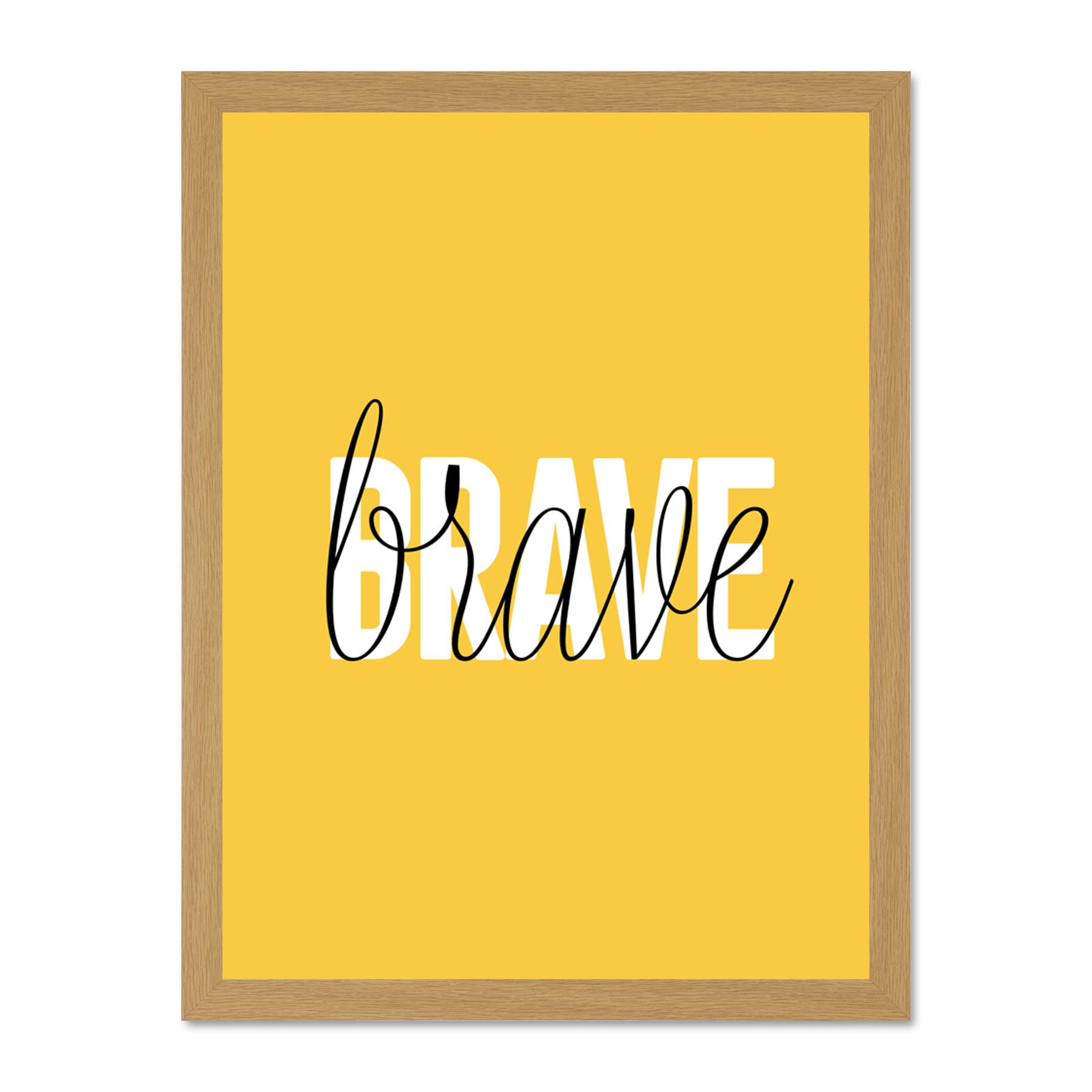 Wee Blue Coo Solid Simple Words Brave Large Framed Art Print Wall Poster 18x24 inch