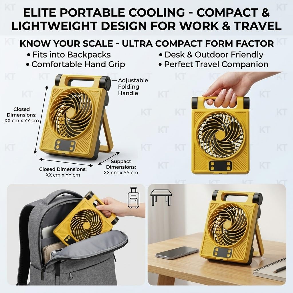 Drumstone { 2026 Brings 5 Years WARRANTY ) Rechargeable Fan for Home Portable Table Fan with 10000mAh Battery Powerful Cooling Small Desk Fan for Office Kitchen Outdoor Camping Study Table 3