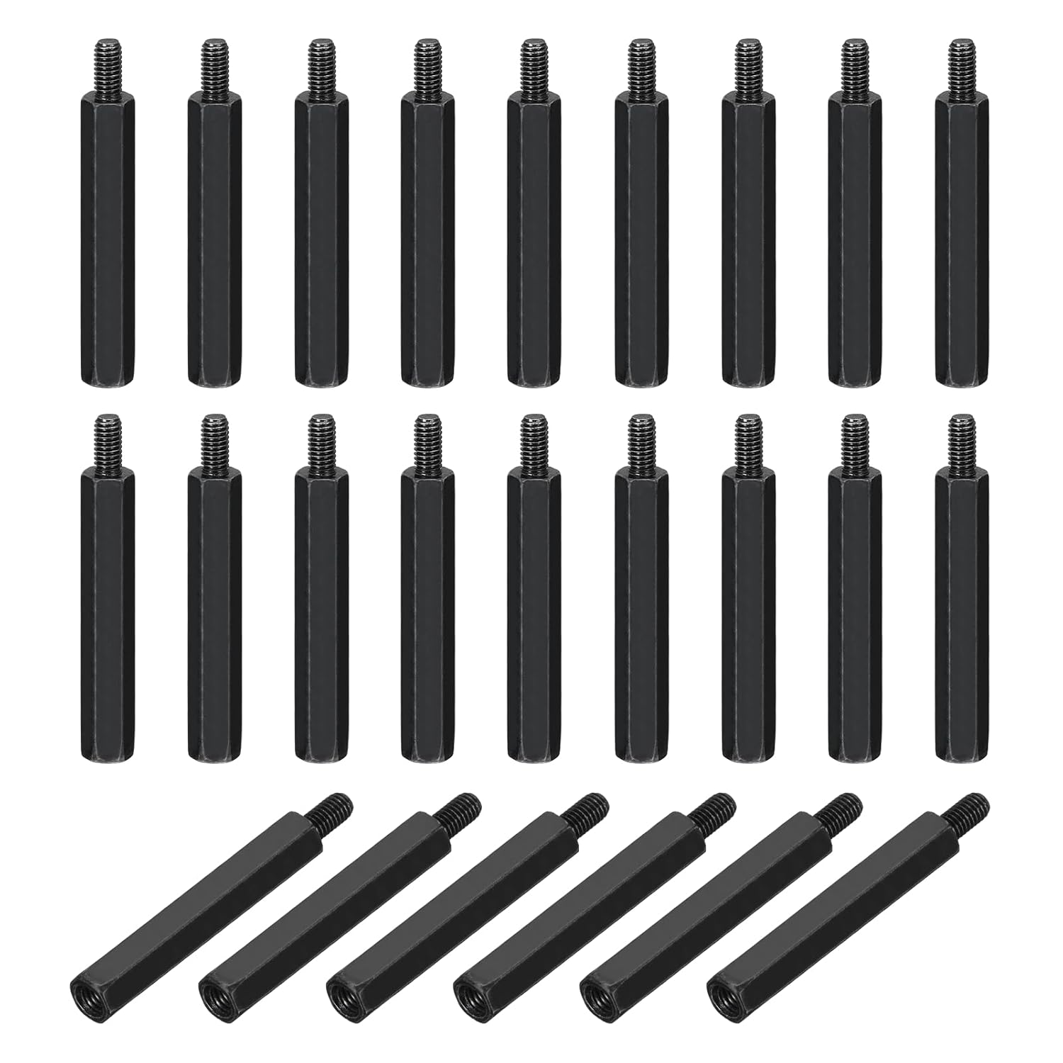 PATIKIL 48pcs M4x30mm+6mm Male Female Hex Standoff, Carbon Steel PCB Motherboard Spacer Standoffs for Computer Cases Circuit Boards FPV Drone Quadcopter, Black