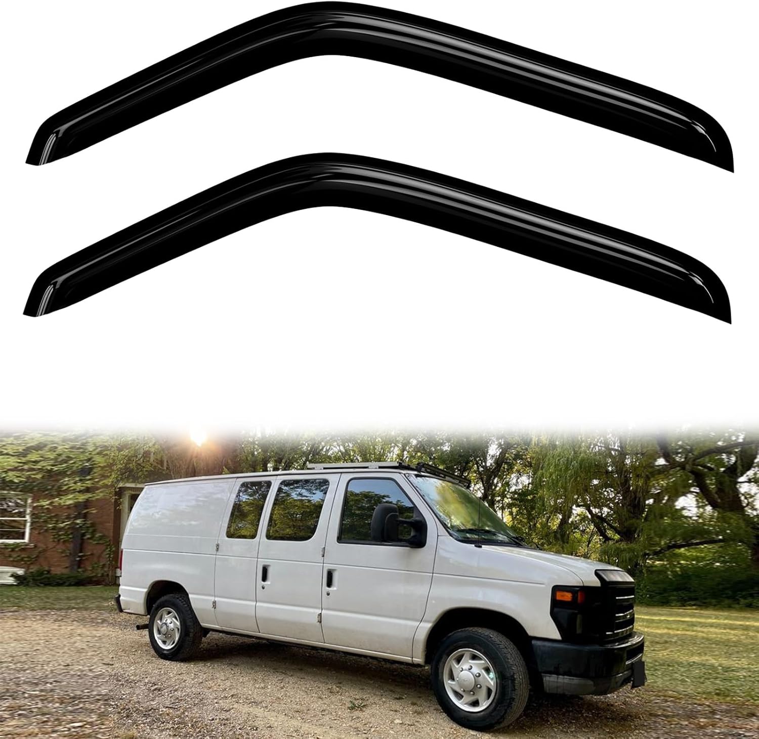 Window Visors Rain Guards for Ford E150 2007-2014Window Vent Wind Deflectors Visors Shades for Ford E150 2008-2011