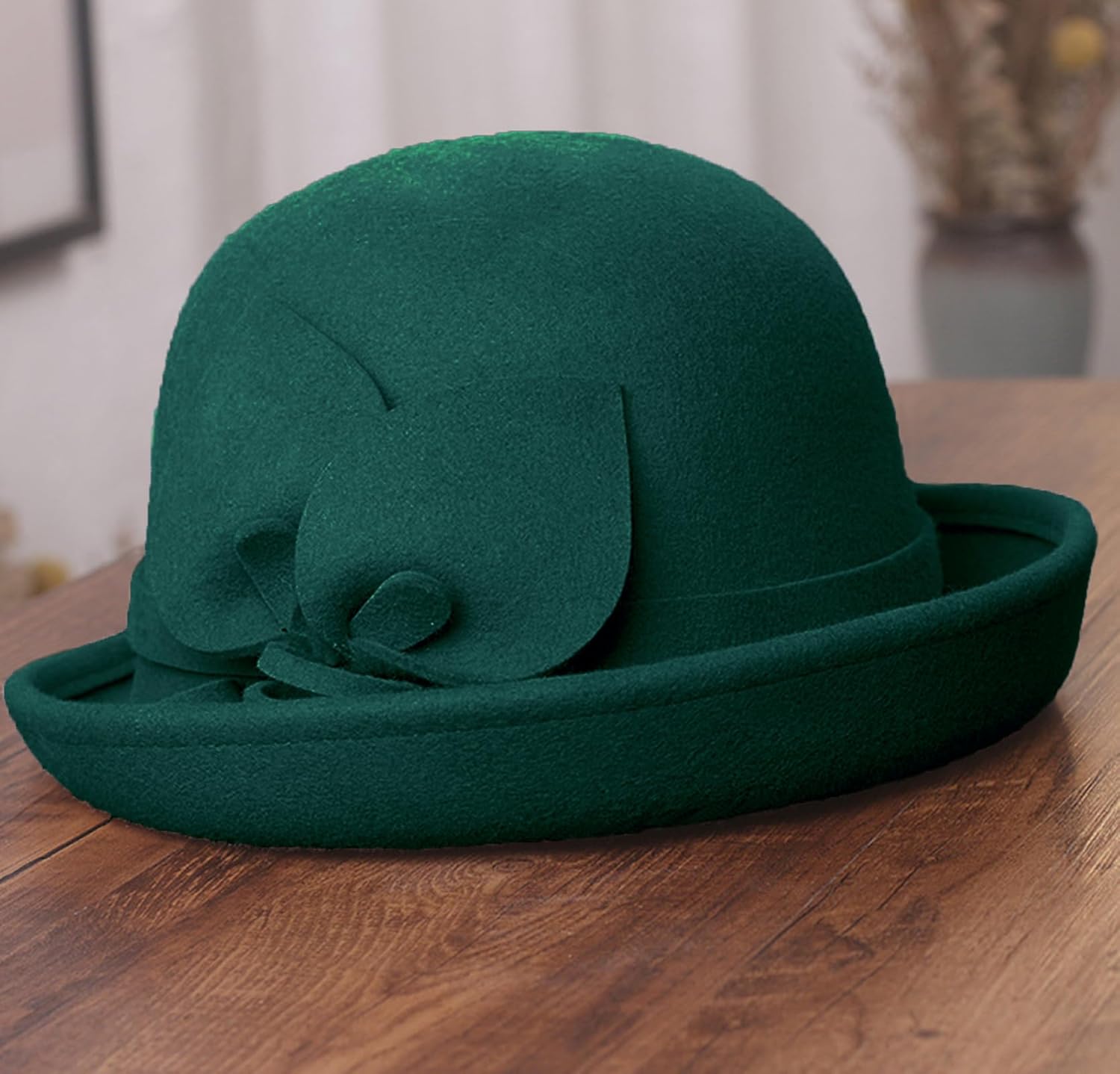 ORIDOOR Women Vintage Wool Felt Flowers Bucket Cloche Bowler Hat Church Wedding Dress Fascinator Hat Winter Felt Fedoras - Image 4