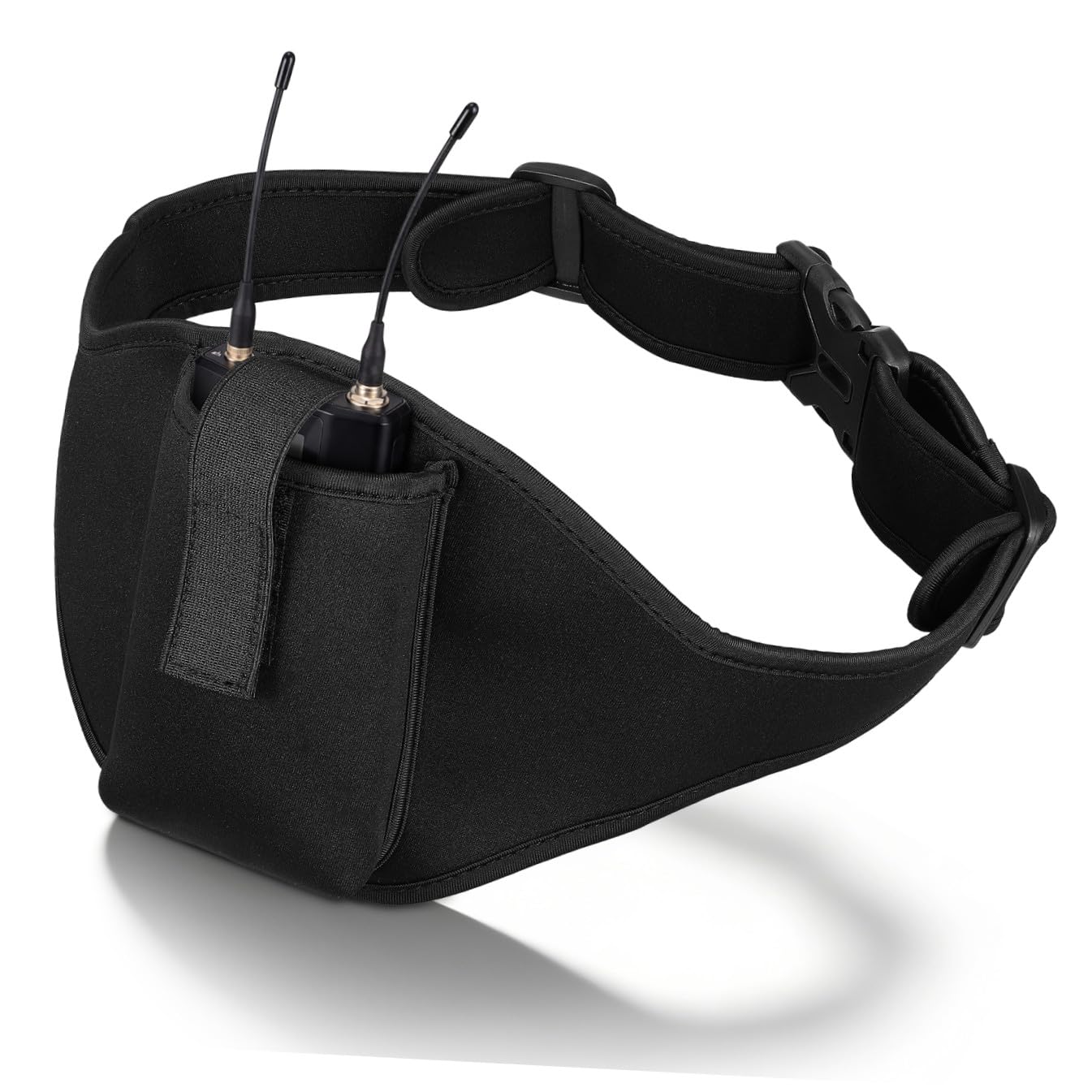 Toyvian Ceinture de Microphone en Néoprène Réglable Poche Frontale et Boucle Rapide pour Entraînement Fitness et Yoga, Maintien Sécurisé et Confortable