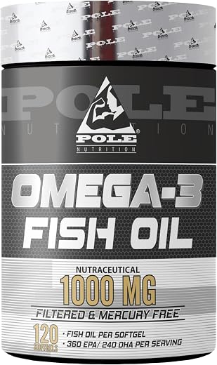 Pole Nutrition Omega-3 Fish Oil 1000mg - 120 Softgels | High Potency Essential Fatty Acids for Heart Health &amp; Wellness