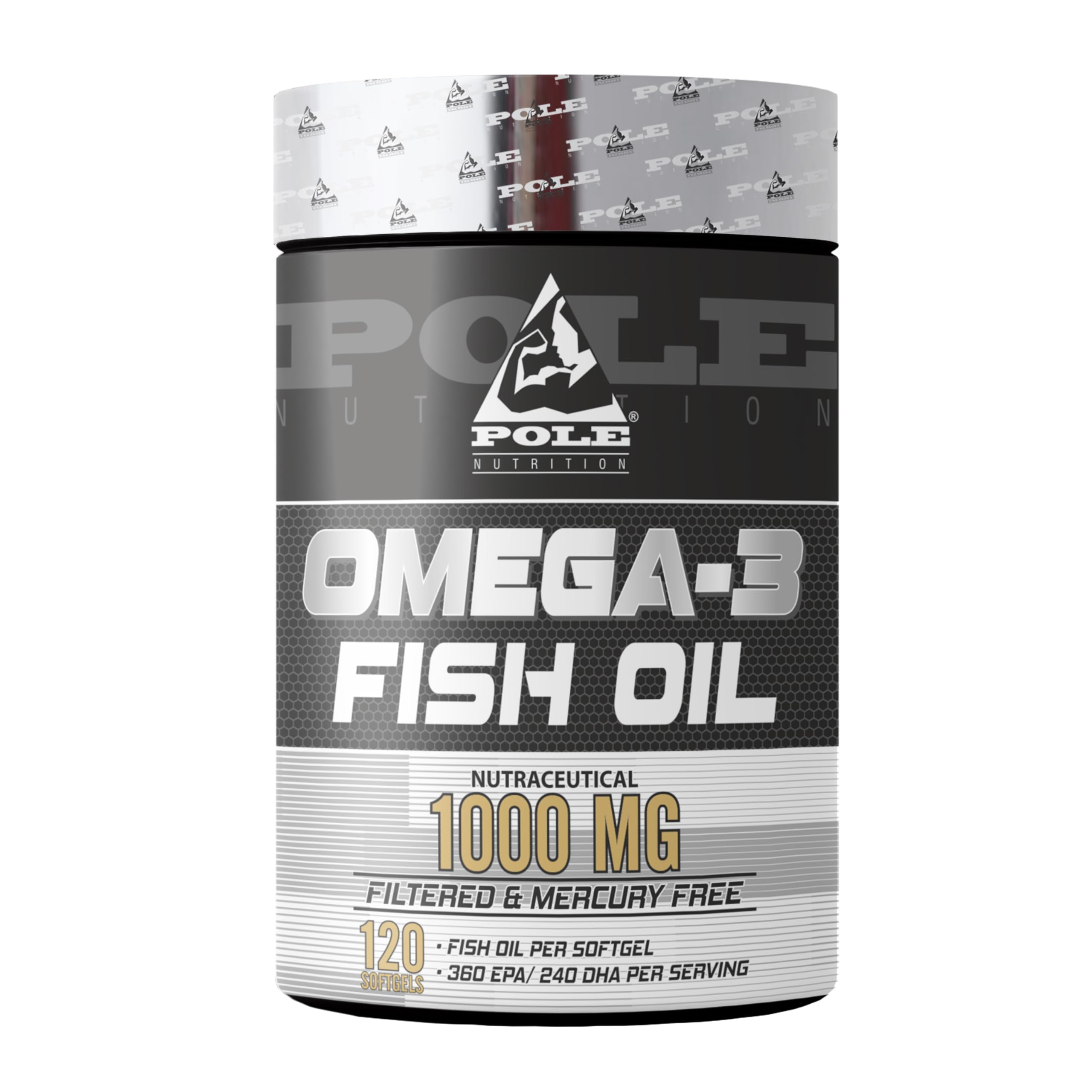 Pole Nutrition Omega-3 Fish Oil 1000mg - 120 Softgels | High Potency Essential Fatty Acids for Heart Health & Wellness