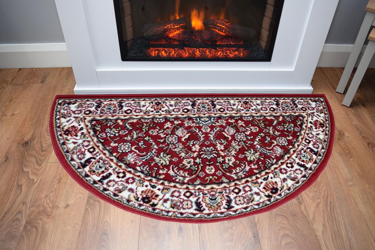 SrS Rugs Fireside Rug for Living Room Half Moon Hearthplace Mat Soft Pile (Classical Red) — image 1