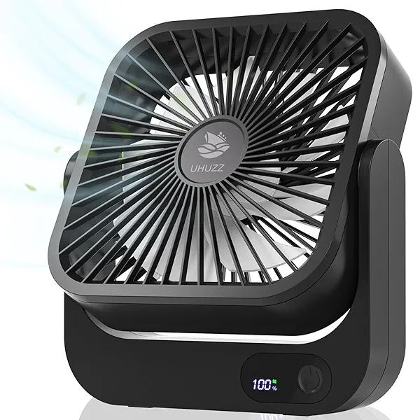 UHUZZ Cruise Ship Approved Magnetic Fan – Rechargeable & Plug-In, 5-Speed Adjustable, Quiet Operation, 6–30 Hour Battery Life, Must-Have for 2025 Cruises