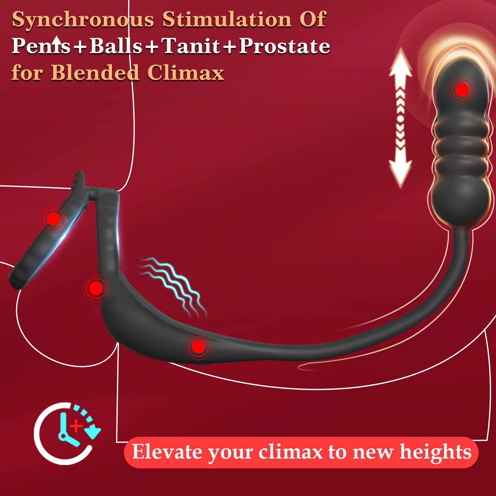Thrusting Massaggiatori Prostata con Anelli per Uomo e Coppia, Vibratore Sex Toys per Stimolare il Anali Uomo, Medical Silicone Penis Ring con 9+9 Modalità, Morbido ed Elastico, Durevole (YDL-013)