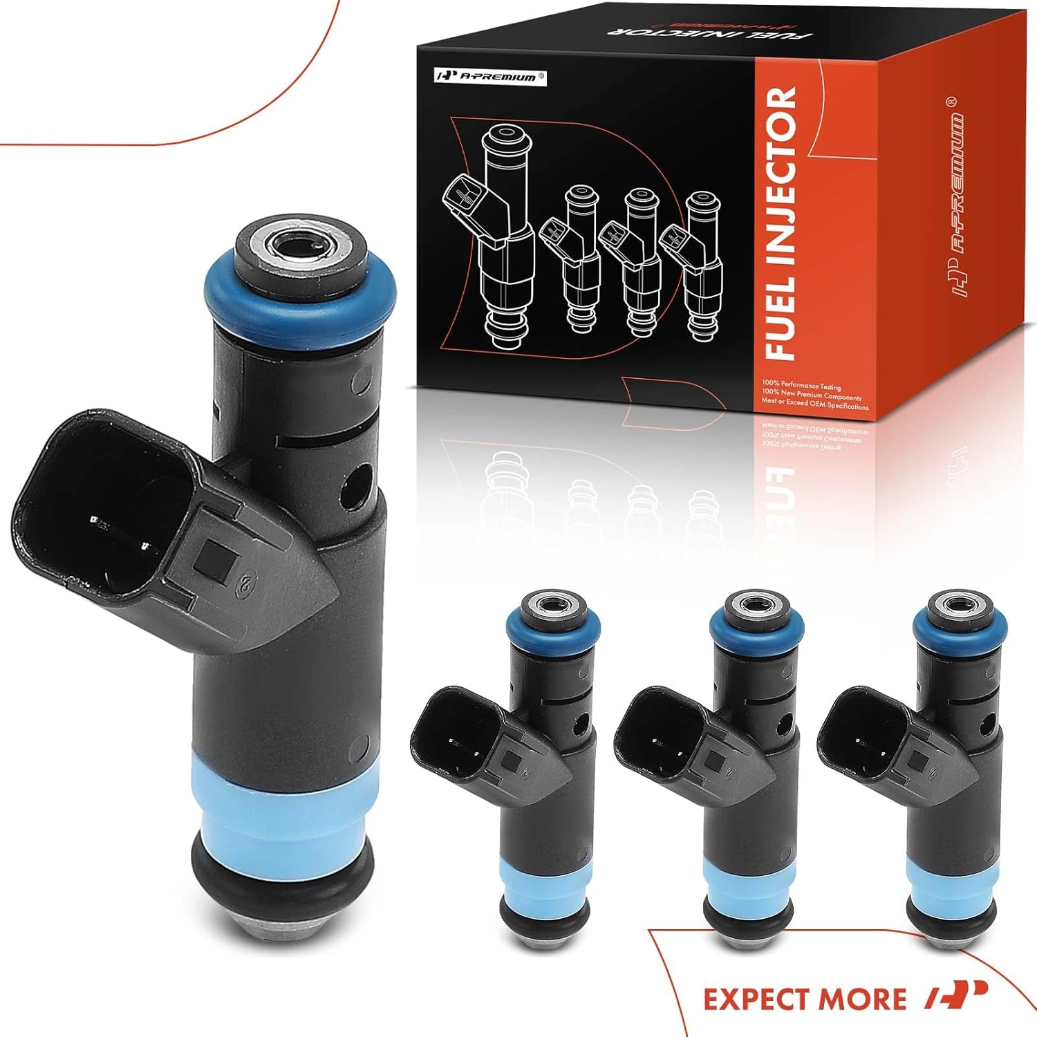 A-Premium Fuel Injectors Set of 4 Compatible with Dodge 2008-2009 Caliber, 2004-2005 Neon & Chrysler 2003-2009 PT Cruiser, 2.4L, Replace# 4891574AA
