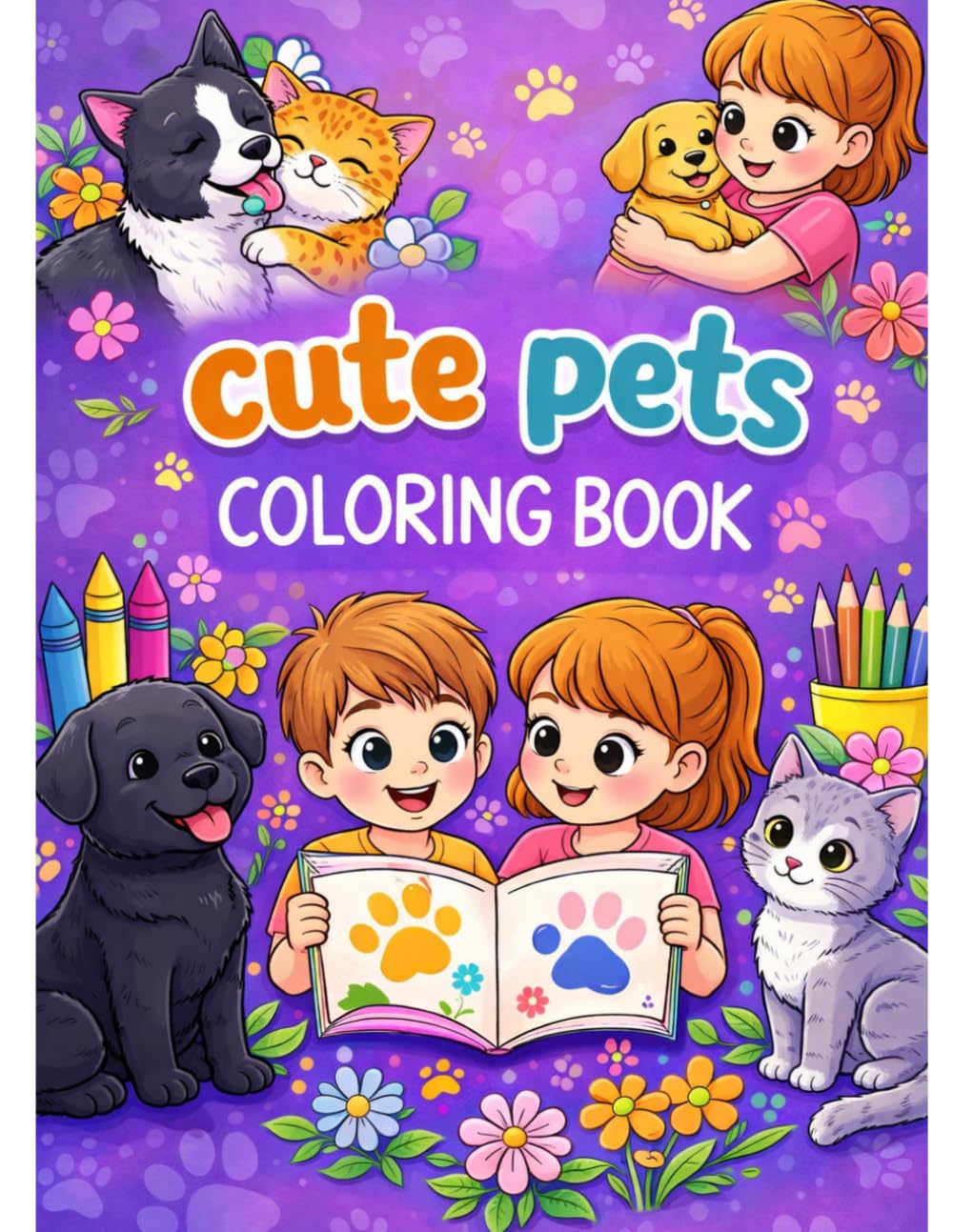 Cute pets coloring book