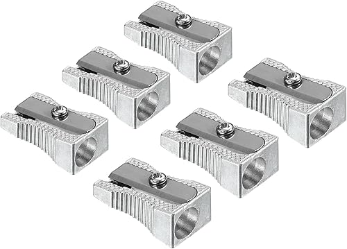 Miniatura 1 de PATIKIL Sacapuntas de metal, paquete de 6 mini sacapuntas manual de aleación de aluminio con un solo agujero para pintura artística de oficina,