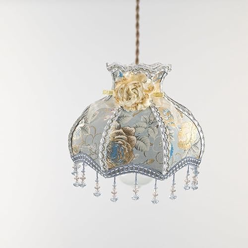 Miniatura 3 de Uonlytech Estilo europeo colgante de cuentas pantalla de lámpara pantallas de tela pantalla de lámpara de hotel sombra de lámpara de la habitación