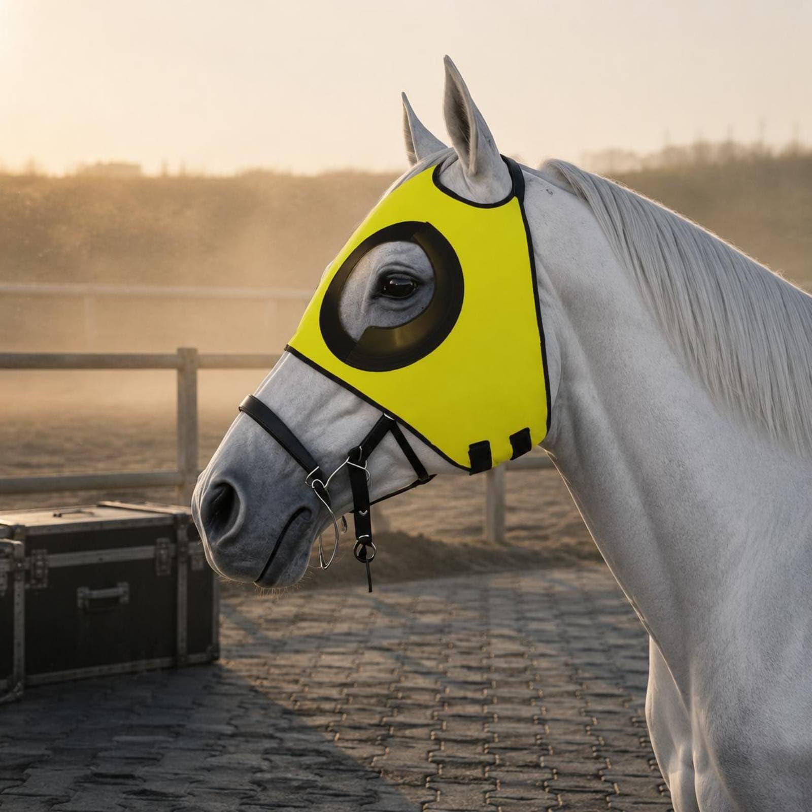 Milageto Protector Ocular para Caballo Máscara Capucha Cubierta Cabestro con Ajuste Ceñido y Material de Poliéster Elástico Aberturas Redondas para Ojos y