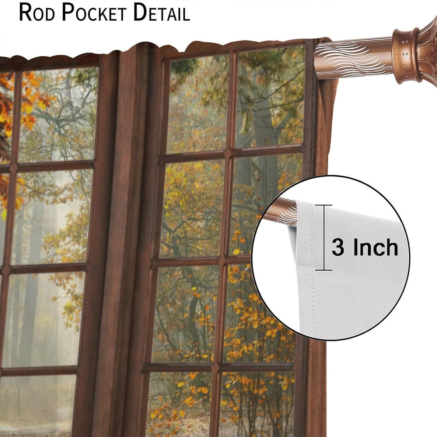 Autumn Blackout Curtains, Autumn Forest Landscape Forest Tree Curtains Rod Pocket Window Drapes Home Decorative Kitchen Bedroom Living Room 2 Panel 63x63in