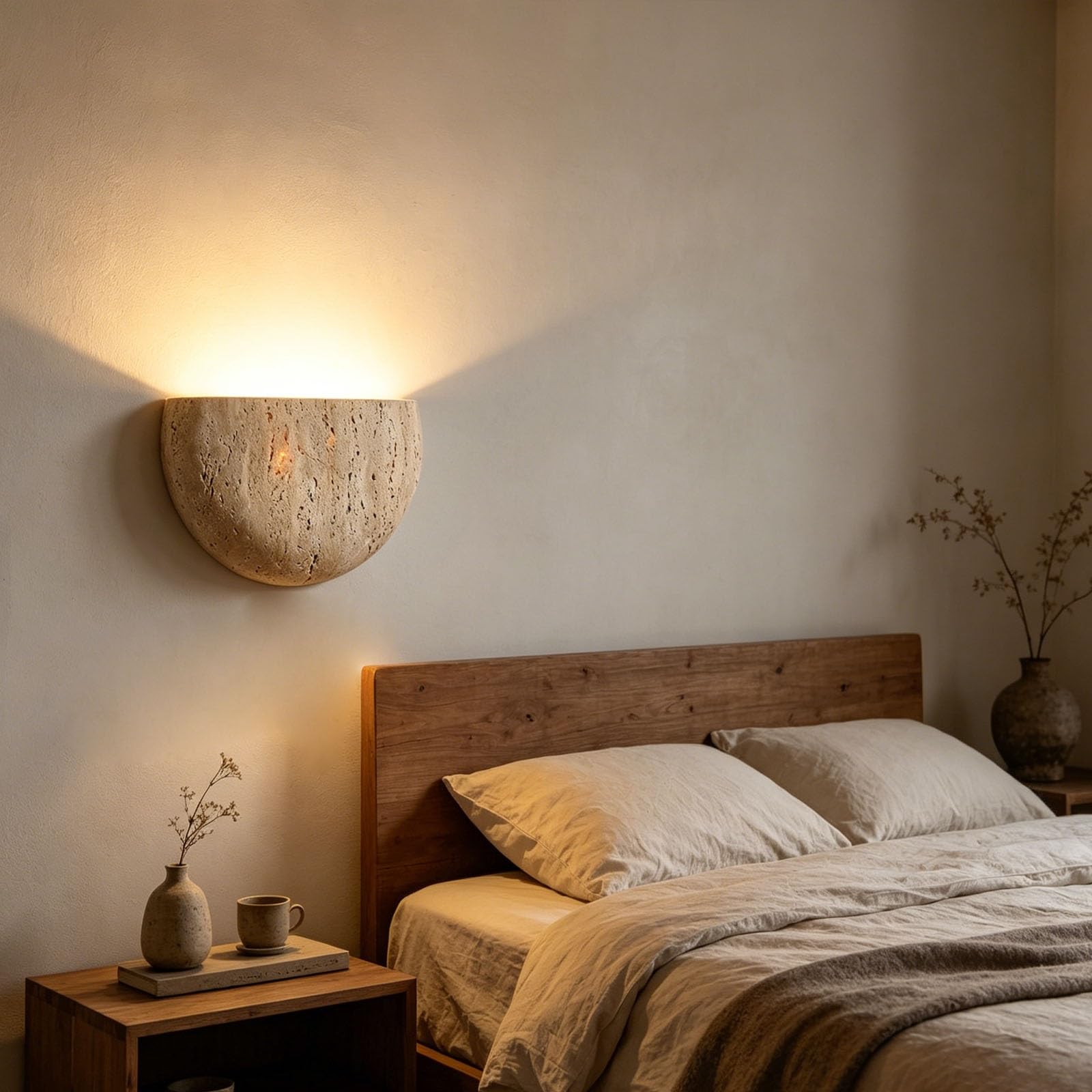 Applique da parete in pietra naturale Lampada da parete moderna a mezzaluna della metà del secolo Lampada da parete industriale cablata for camera da letto, bagno, corridoio, soggiorno