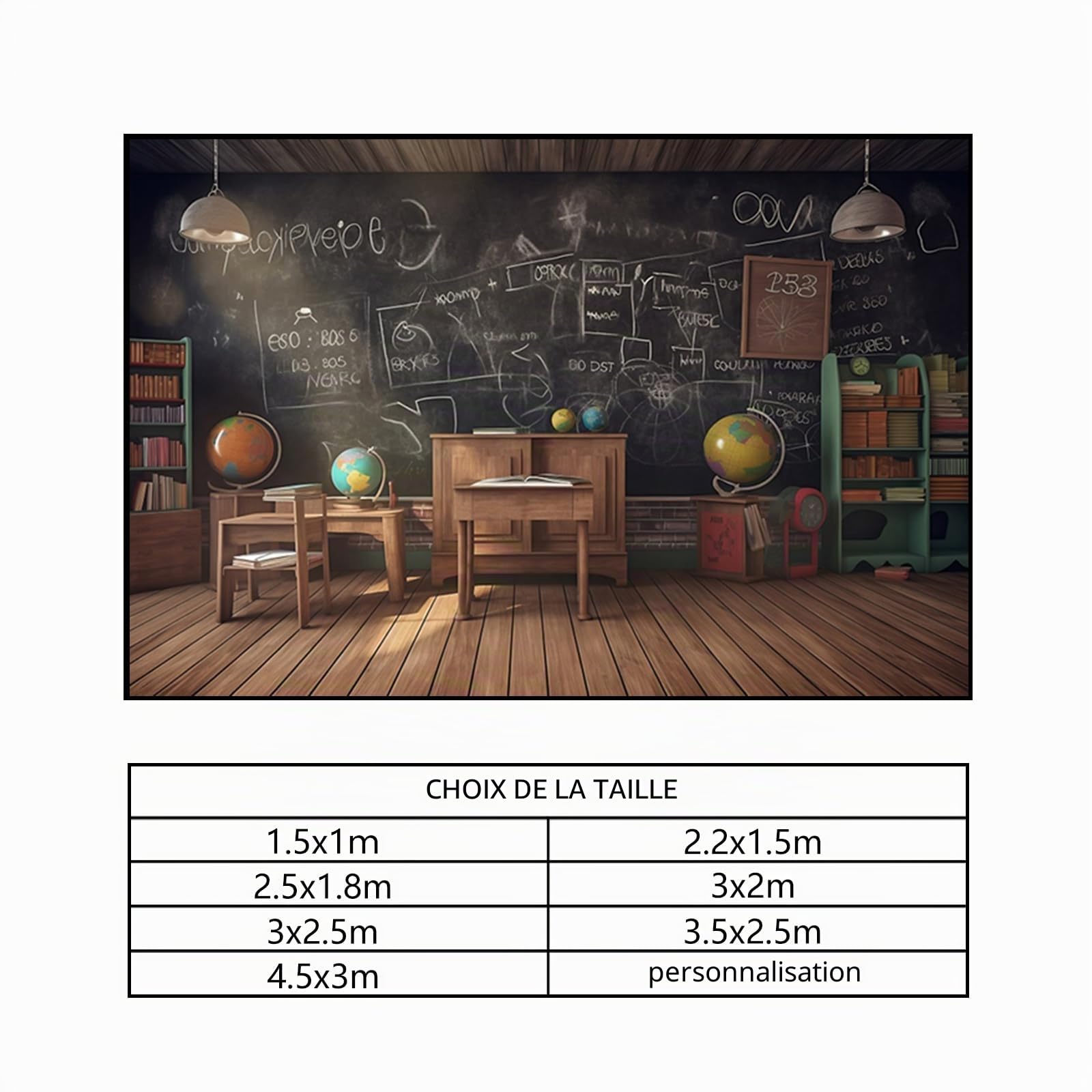 YongFoto 3x2,5m Photo Mur Inscription Scolaire Salle de Classe Bureau Globe Bibliothèque Tableau Noir Fond Photo pour Les étudiants Journée de rentrée Éducation en Ligne Photographie Toile de Fond