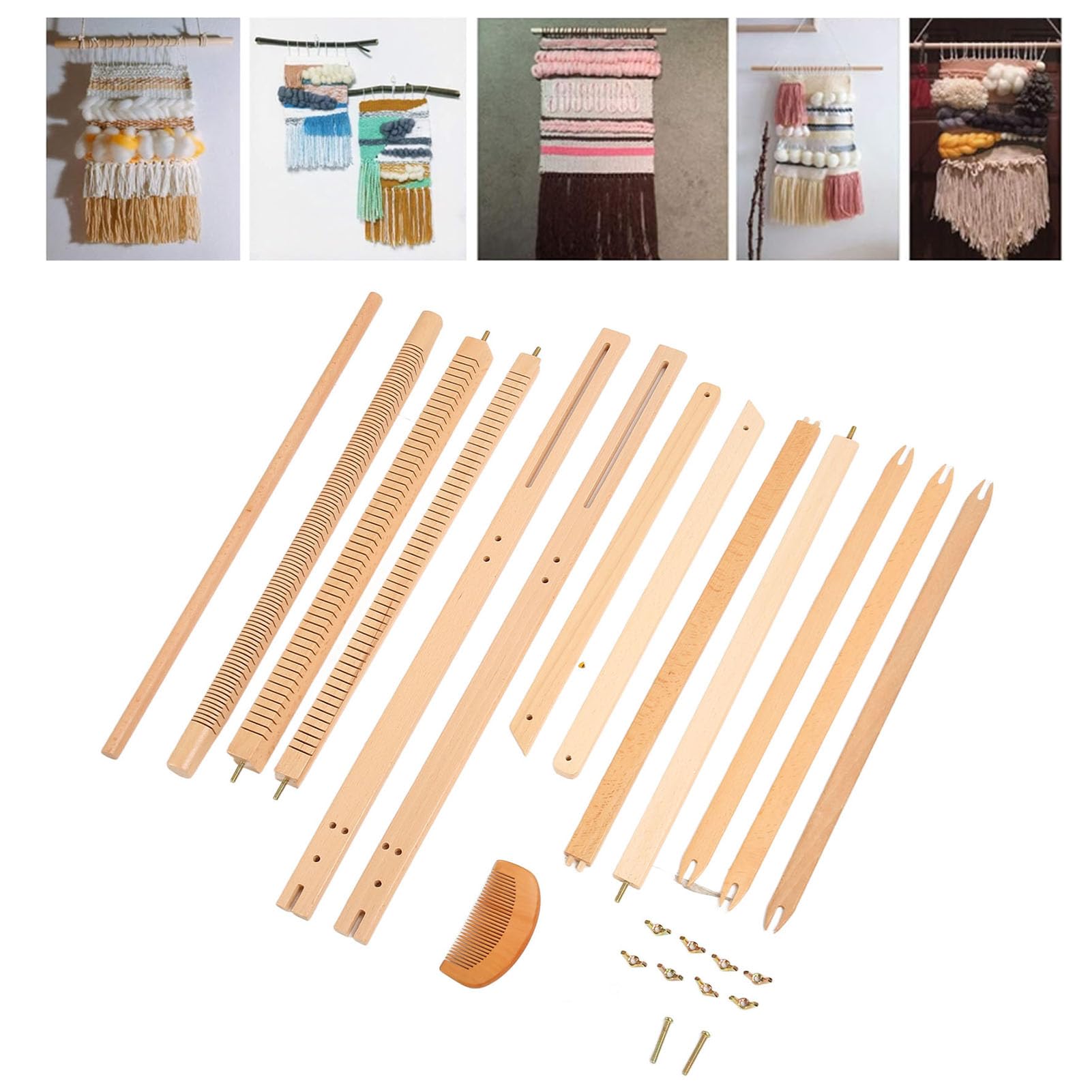 SIXRUN Kit di Tessitura Multi Artigianale in Legno con Telaio di Ordito Integrabile per Bambini Adulti Principianti