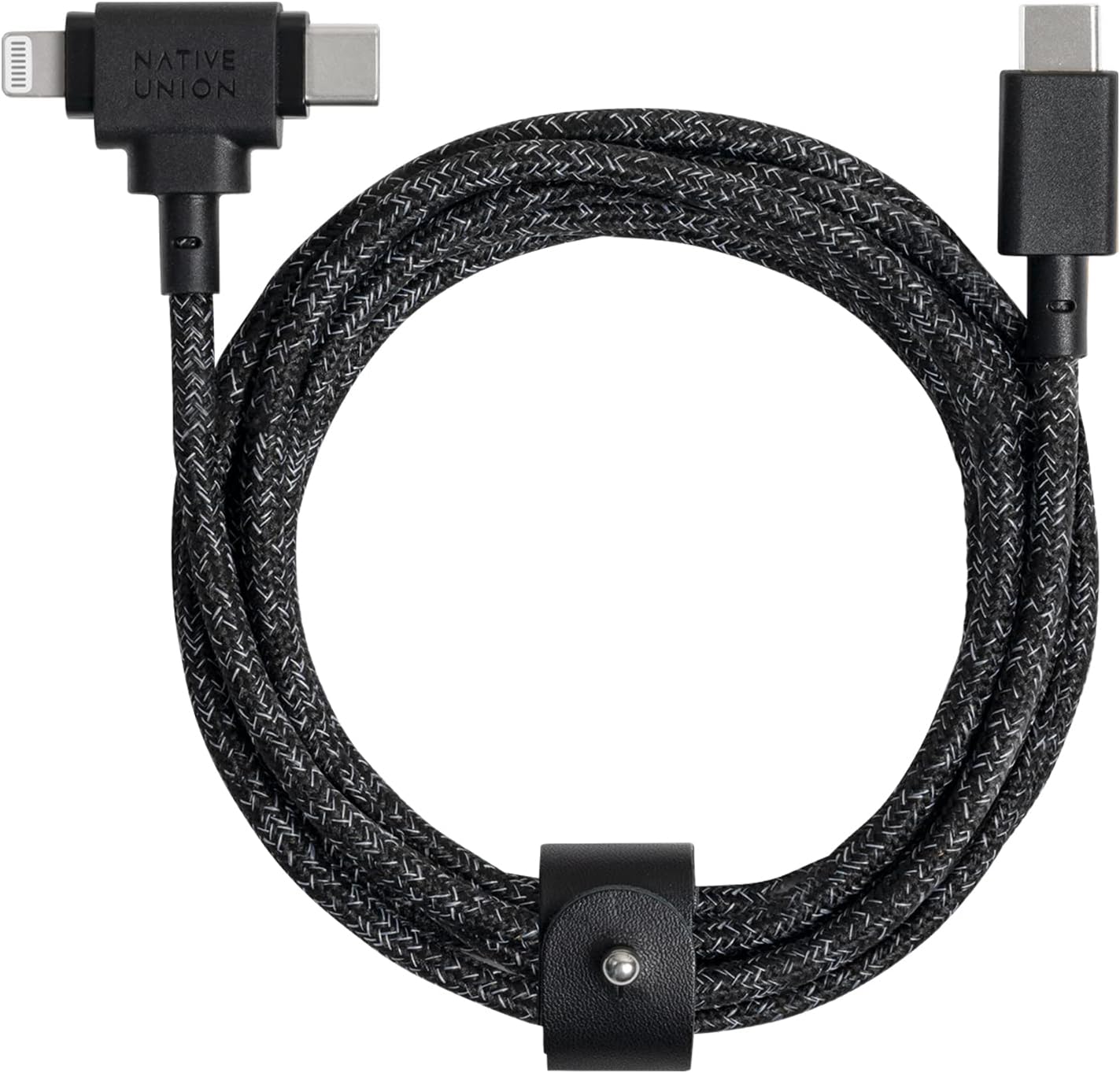 Native Union Belt Cable Duo – 5ft Ultra-Strong Braided Universal Charging Cable – Made with Recycled Materials – 2-in-1 Multi-Device MFi Certified Connectors for Lightning & Type-C Devices (Cosmos)