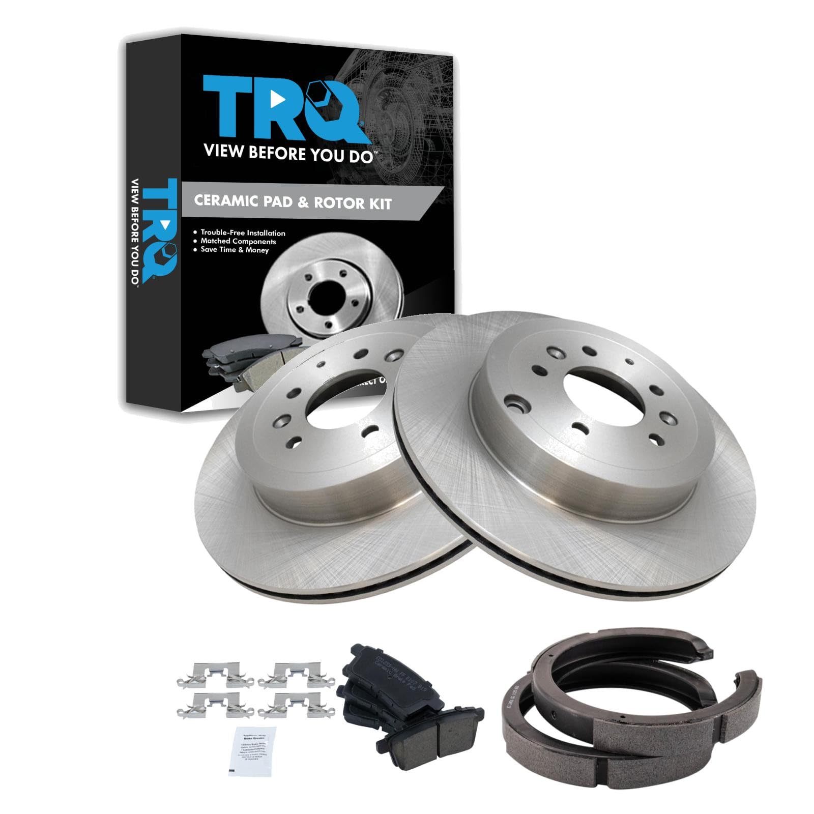TRQ Rear Brake Pad and Rotor Set Ceramic Compatible with 2007-2012 Mazda CX-9
