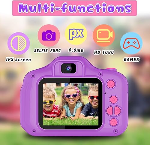 Miniatura 15 de Seckton - Cámara selfie infantil de video digital HD, el mejor regalo de cumpleaños para niñas de 3 a 9 años, juguete portátil para niñas de 3, 4