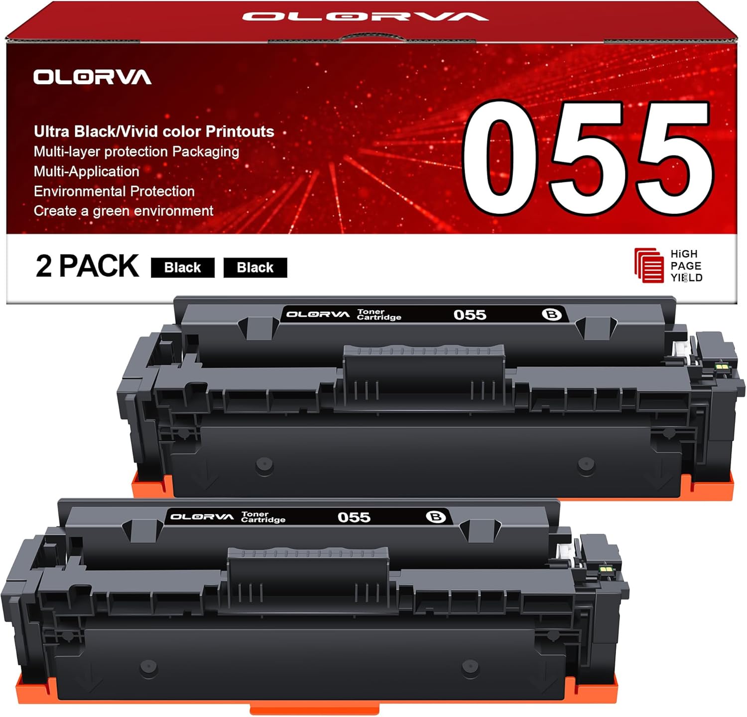 OLORVA 055 Black Toner Cartridges for Canon MF743Cdw/MF745Cdw MF746Cdw 2-pack