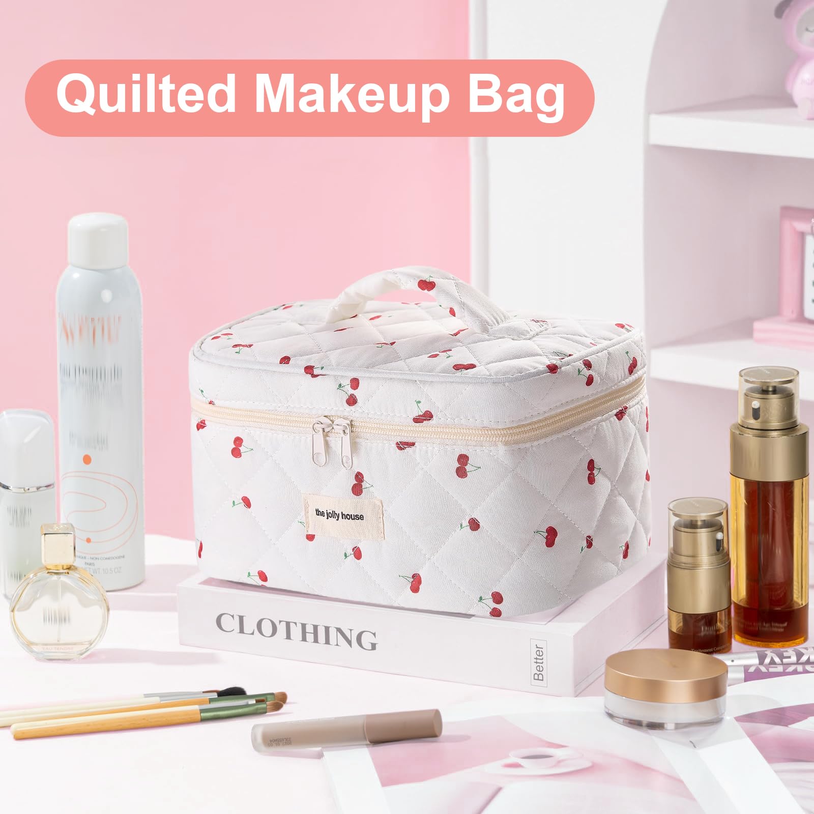 Cute Cherry DesignWith its charming cherry design, this aesthetic makeup bag adds a playful, stylish touch to any look. Perfect for both travel and daily use - Image 4