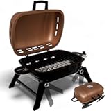 GasOne Tabletop Propane Grill – Portable Grill Propane with Heat Resistant Handles, Large Cooking Surface – User Friendly Temperature Control Knob Portable Gas Grill for RV, Camping, Home – Tan Brown